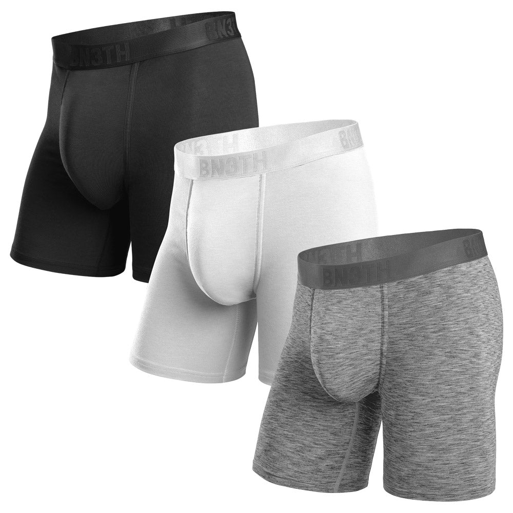 Classic Essentials Boxer Brief Black/Heather Grey/White 3 Pack from BN3TH Underwear