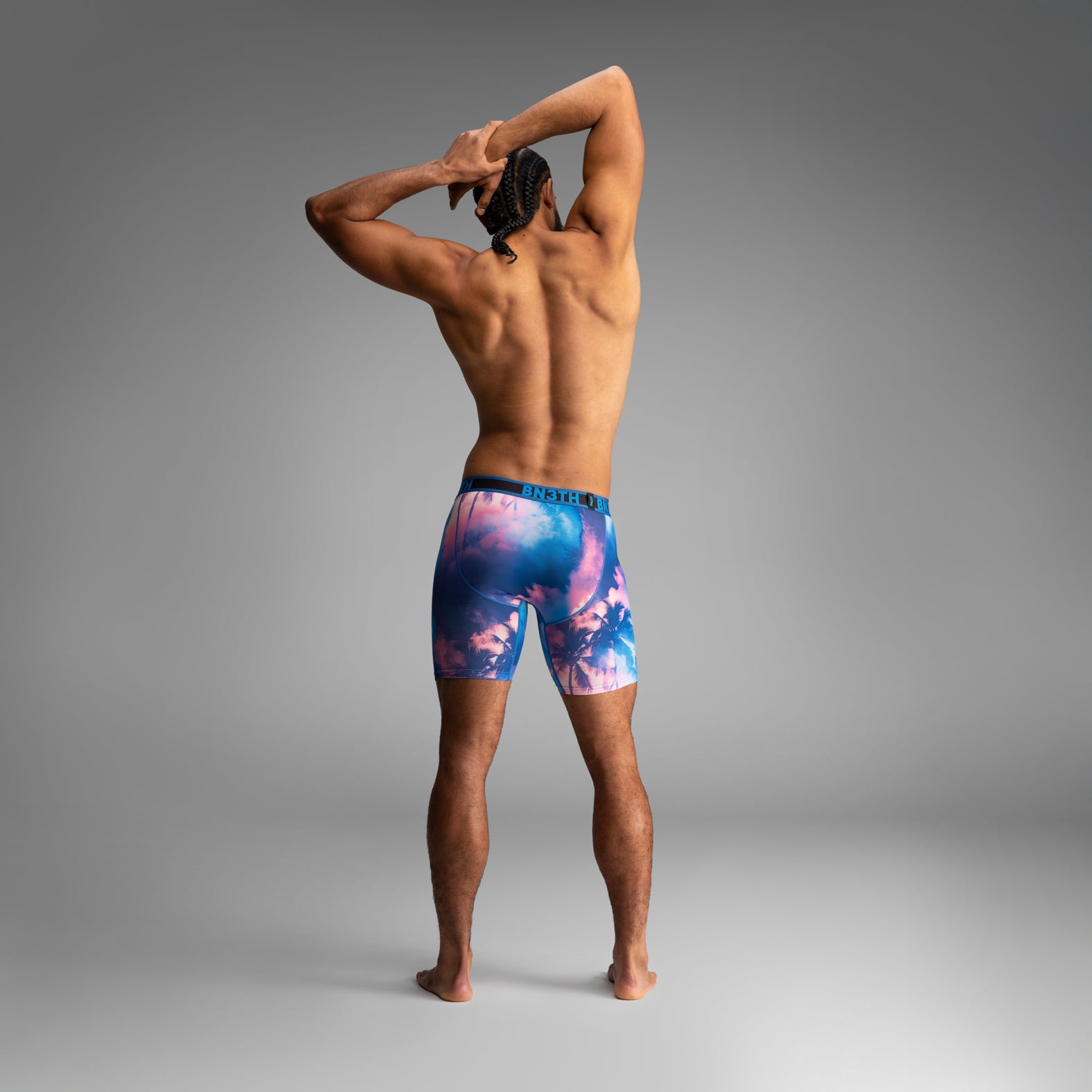 Pro Flex Max Boxer Brief: Smokey Palms-Blue Lolite | BN3TH Underwear