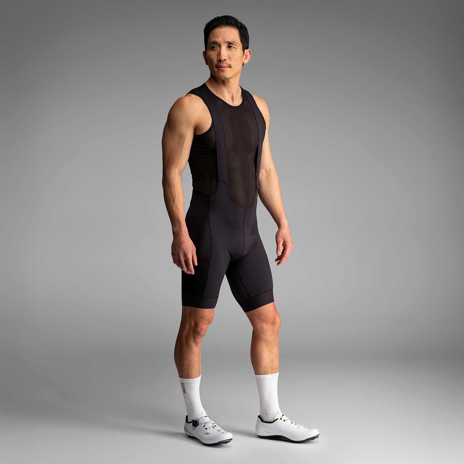 Black cycling bib shorts- Our Award-Winning North Shore Technology, Re-Engineered for Road & Gravel.