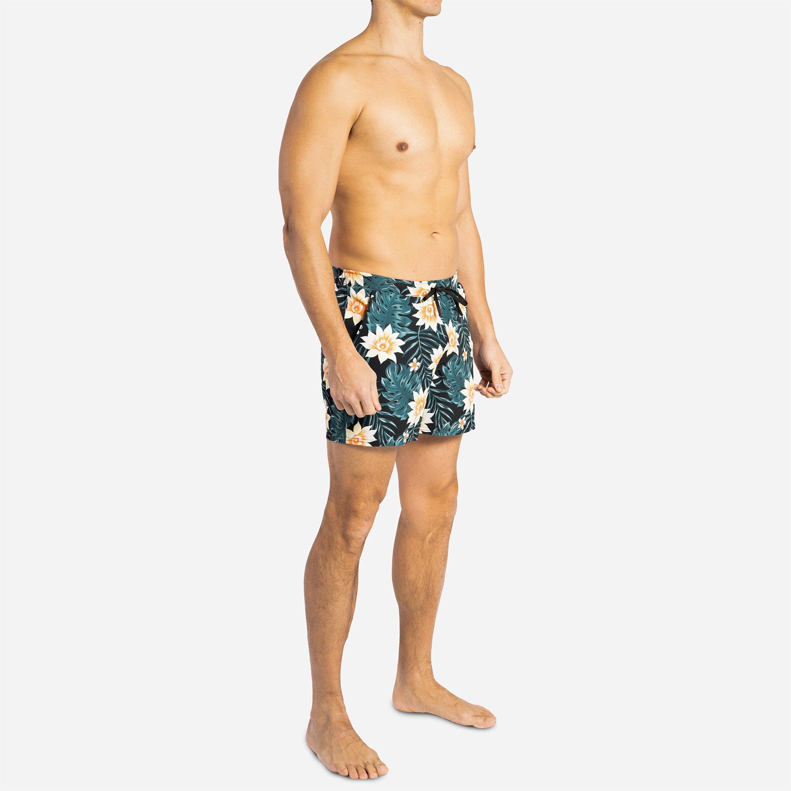 AGUA VOLLEY 2n1 SWIM SHORT 5": TROPICAL FLORAL BLACK
