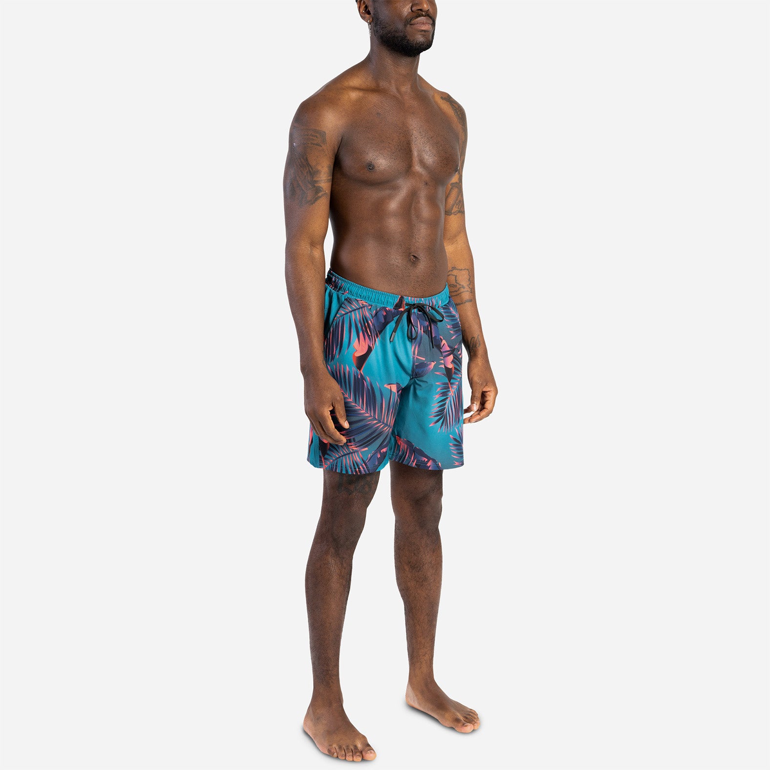 AGUA VOLLEY 2n1 SWIM SHORT 7": RADICAL TROPICS TEAL