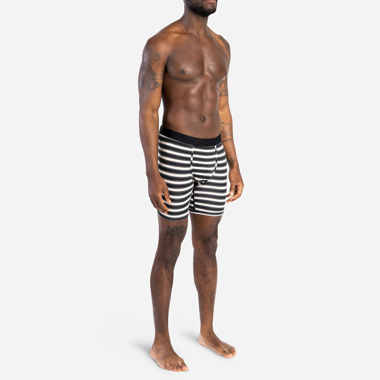 CLASSIC BOXER BRIEF WITH FLY: TRACK STRIPE BLACK