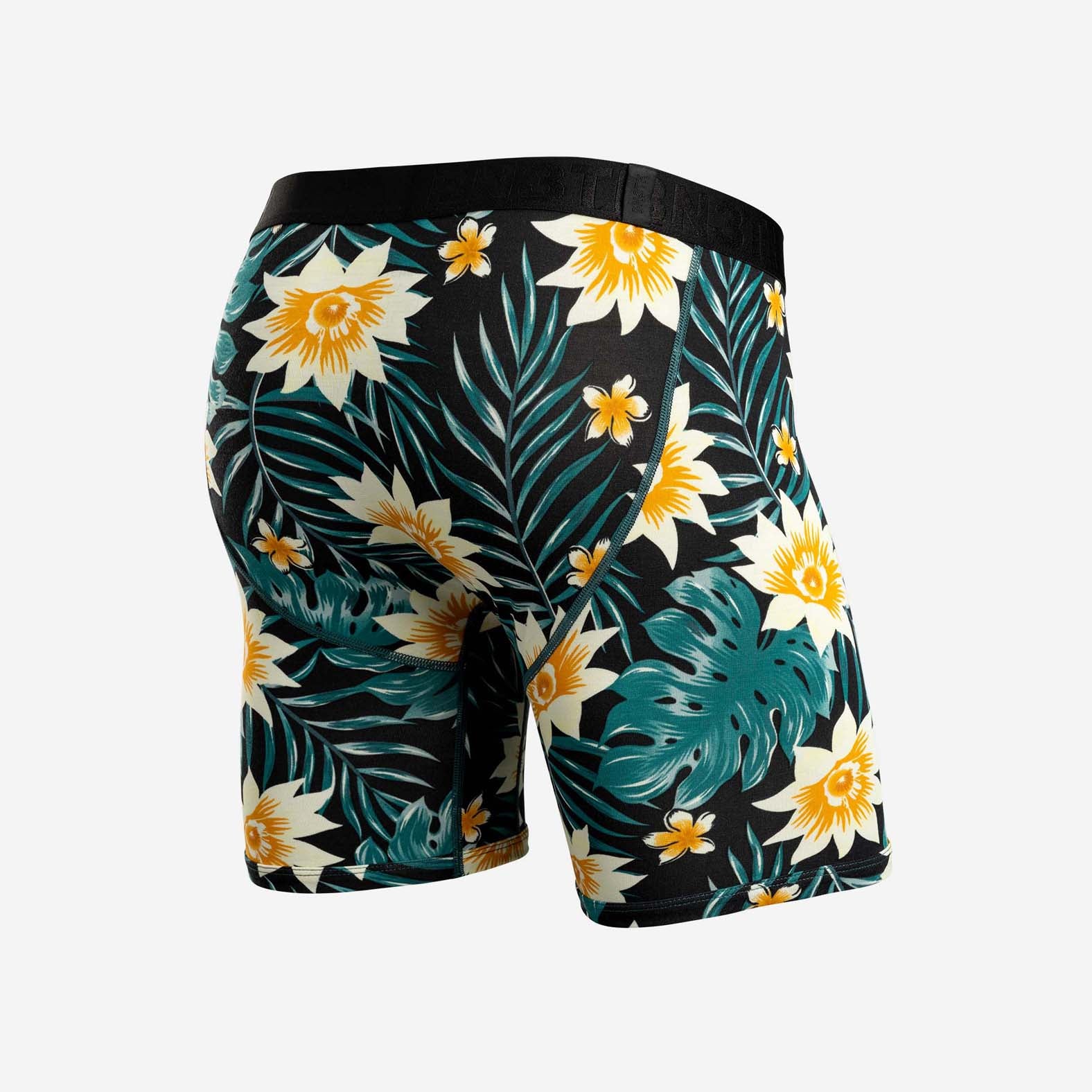 CLASSIC BOXER BRIEF WITH FLY: TROPICAL FLORAL BLACK