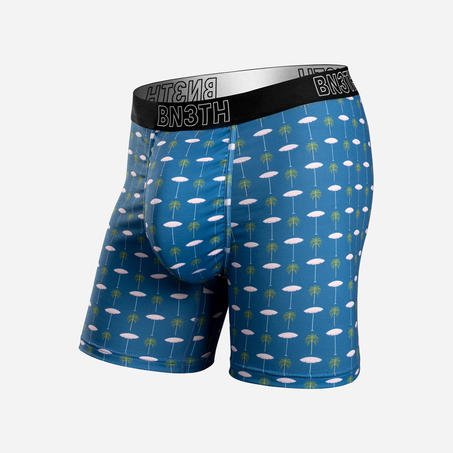 INCEPTION BOXER BRIEF: PALM BRELLA STRIPE DEEP WATER