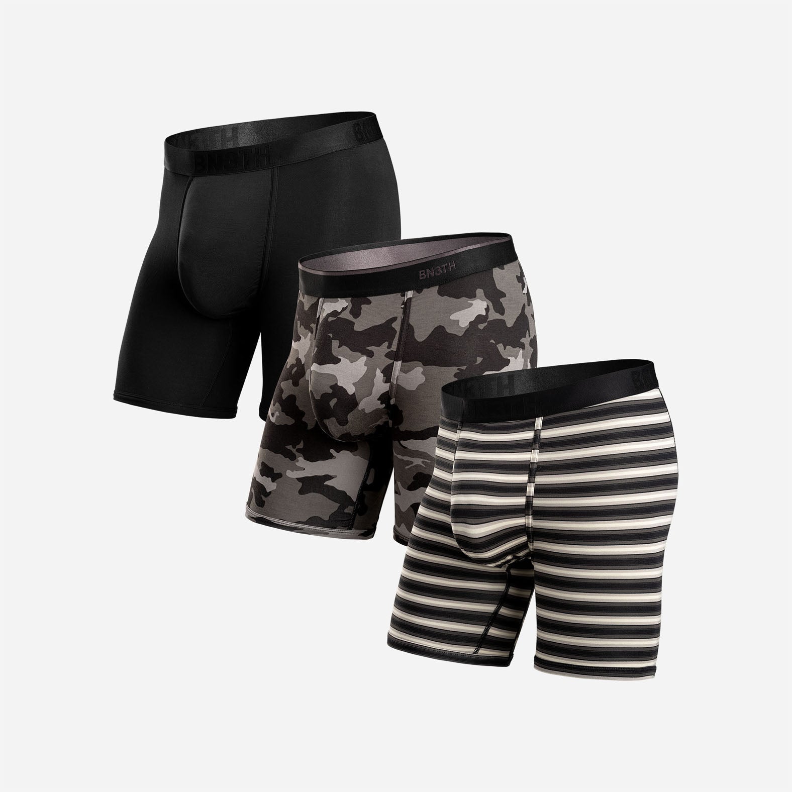 CLASSIC BOXER BRIEF: BLACK/TRACK STRIPE BLACK/COVERT CAMO 3 PACK