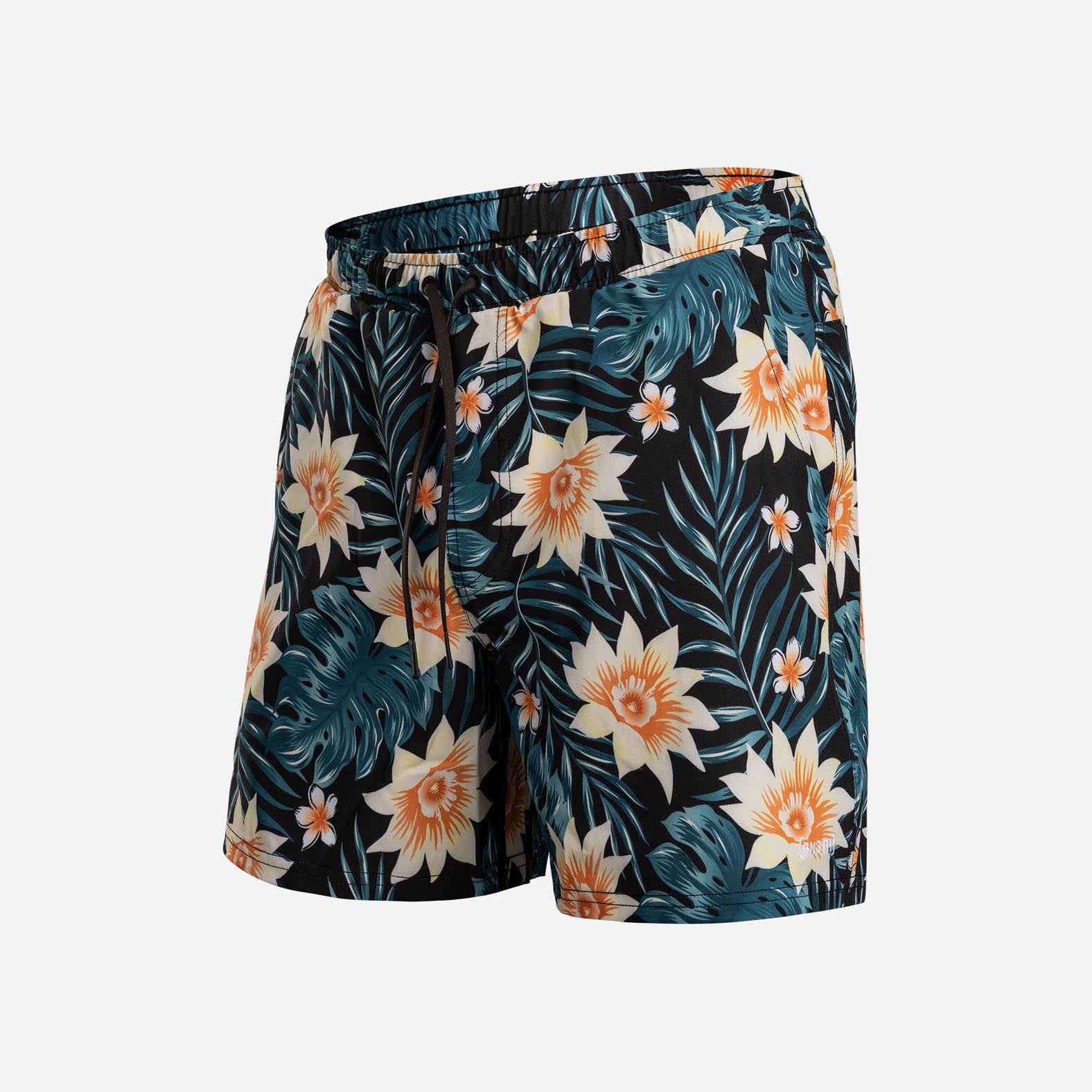 AGUA VOLLEY 2N1 SWIM SHORT 7": TROPICAL FLORAL BLACK