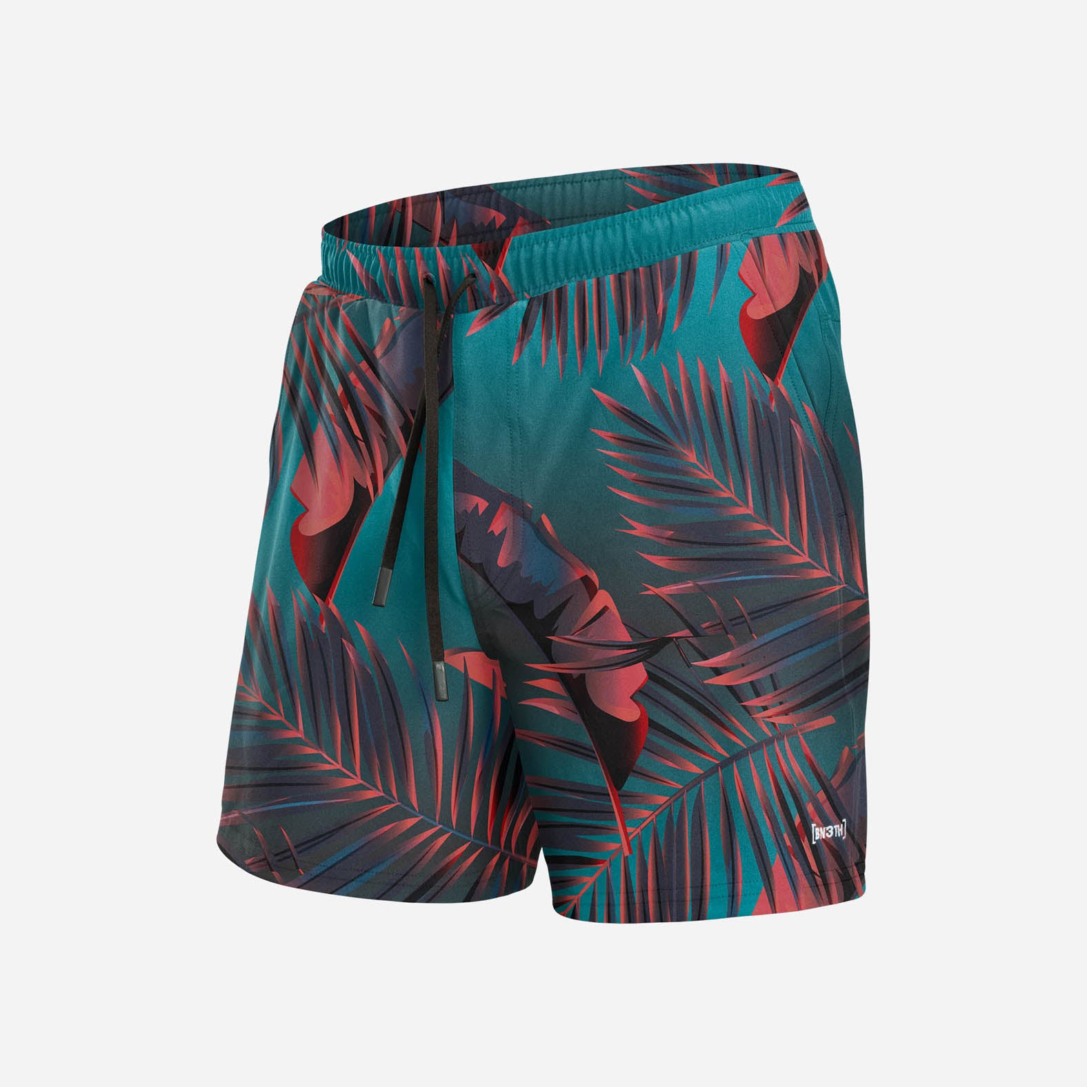 AGUA VOLLEY 2n1 SWIM SHORT 7": RADICAL TROPICS TEAL