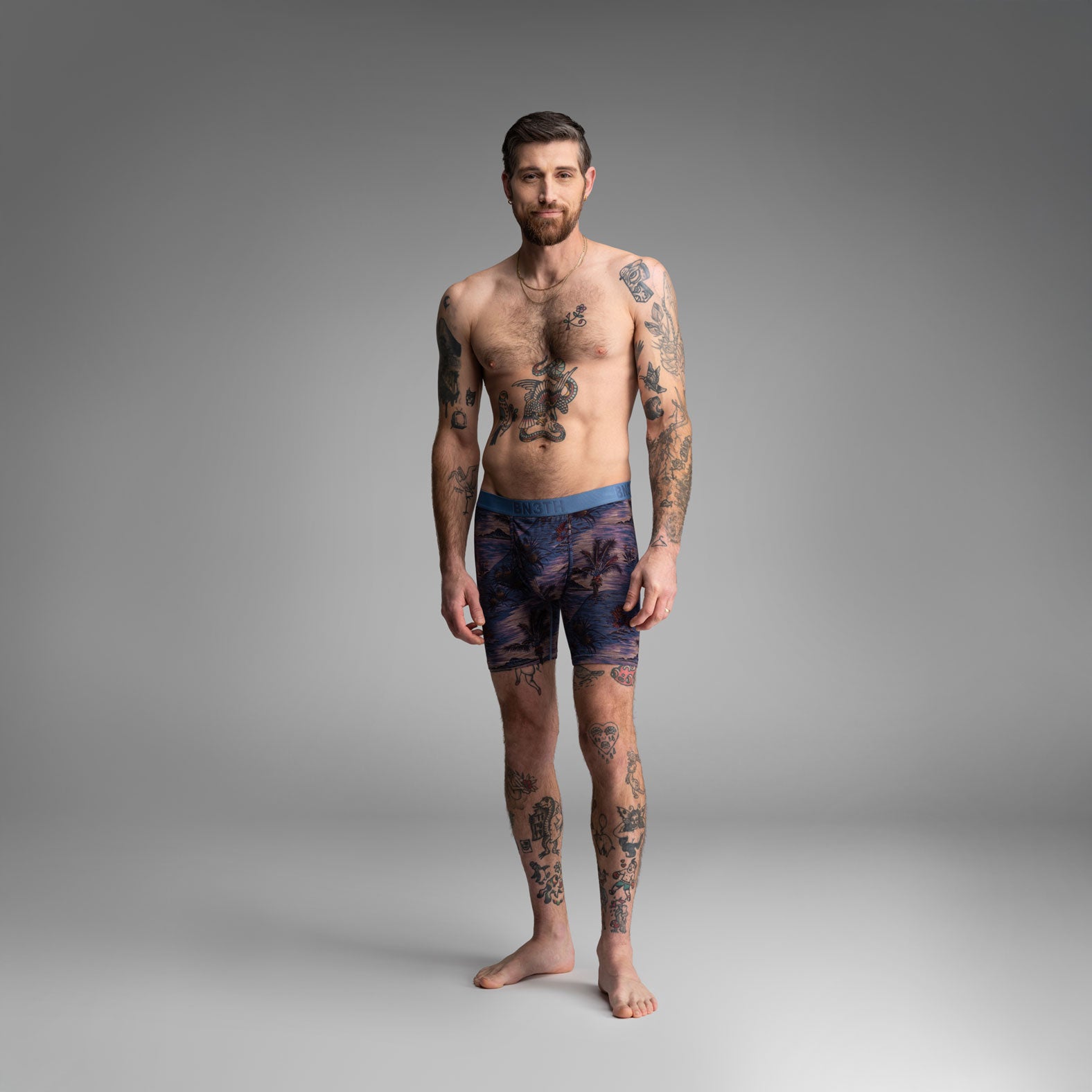 Classic Icon Boxer Brief With Fly: Vintage Tropics Heather Fog | BN3TH Underwear