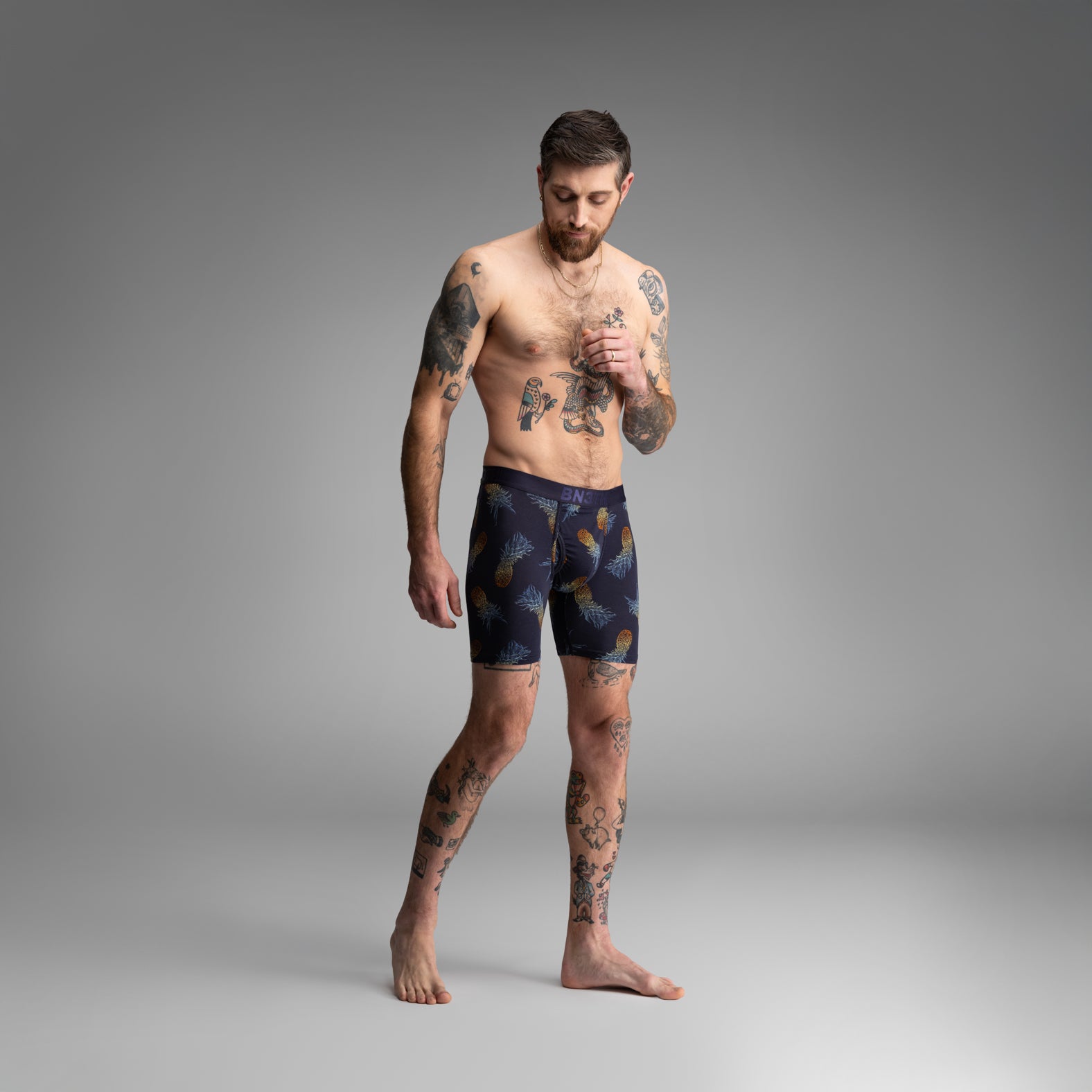 Classic Icon Boxer Brief With Fly: Pineapple Ombre - Dark Navy | BN3TH Underwear