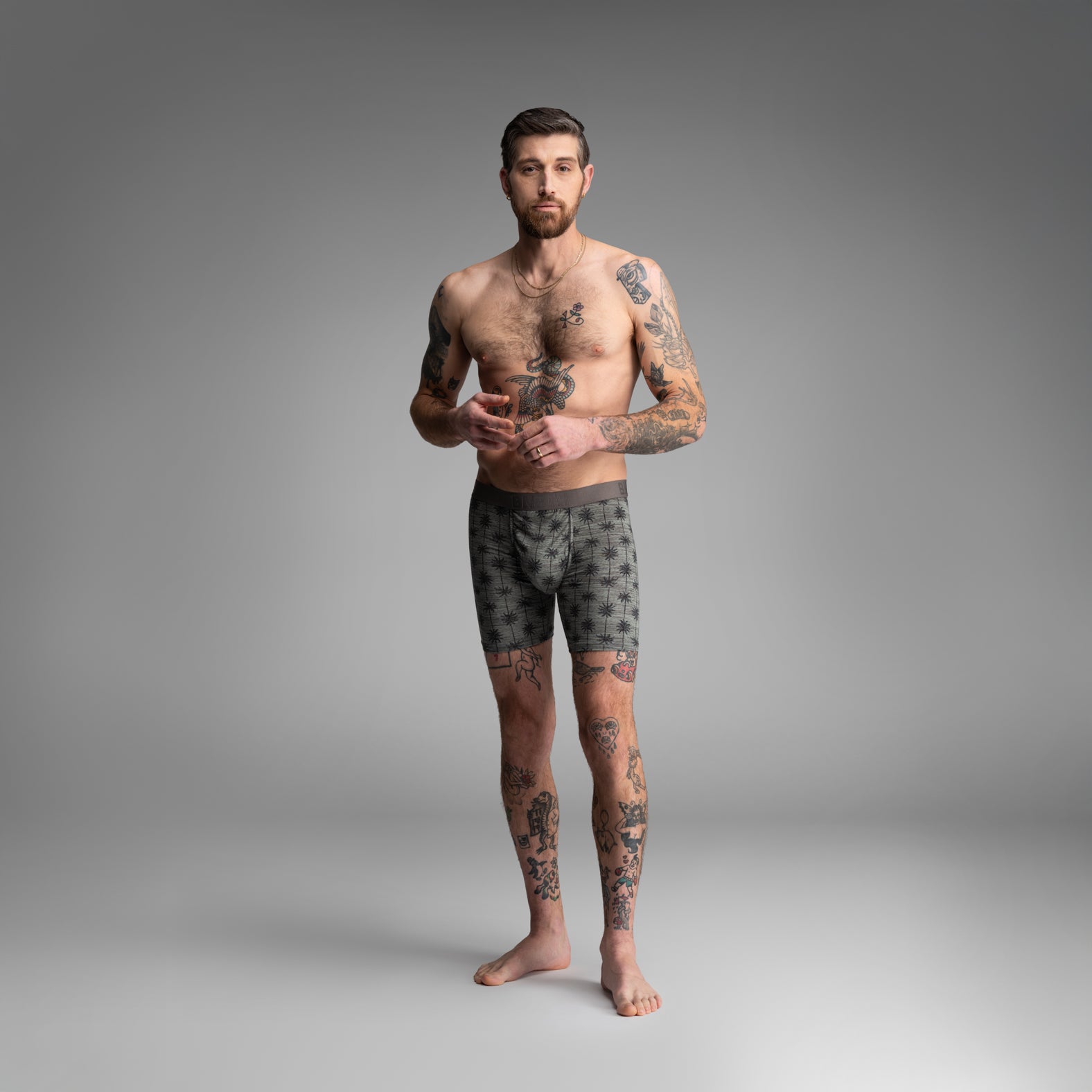 Classic Boxer Brief Palm Stripe - Jadeite Green from BN3TH Underwear