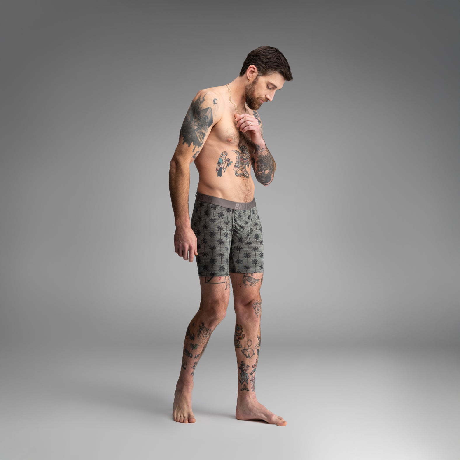 Classic Boxer Brief Palm Stripe - Jadeite Green from BN3TH Underwear