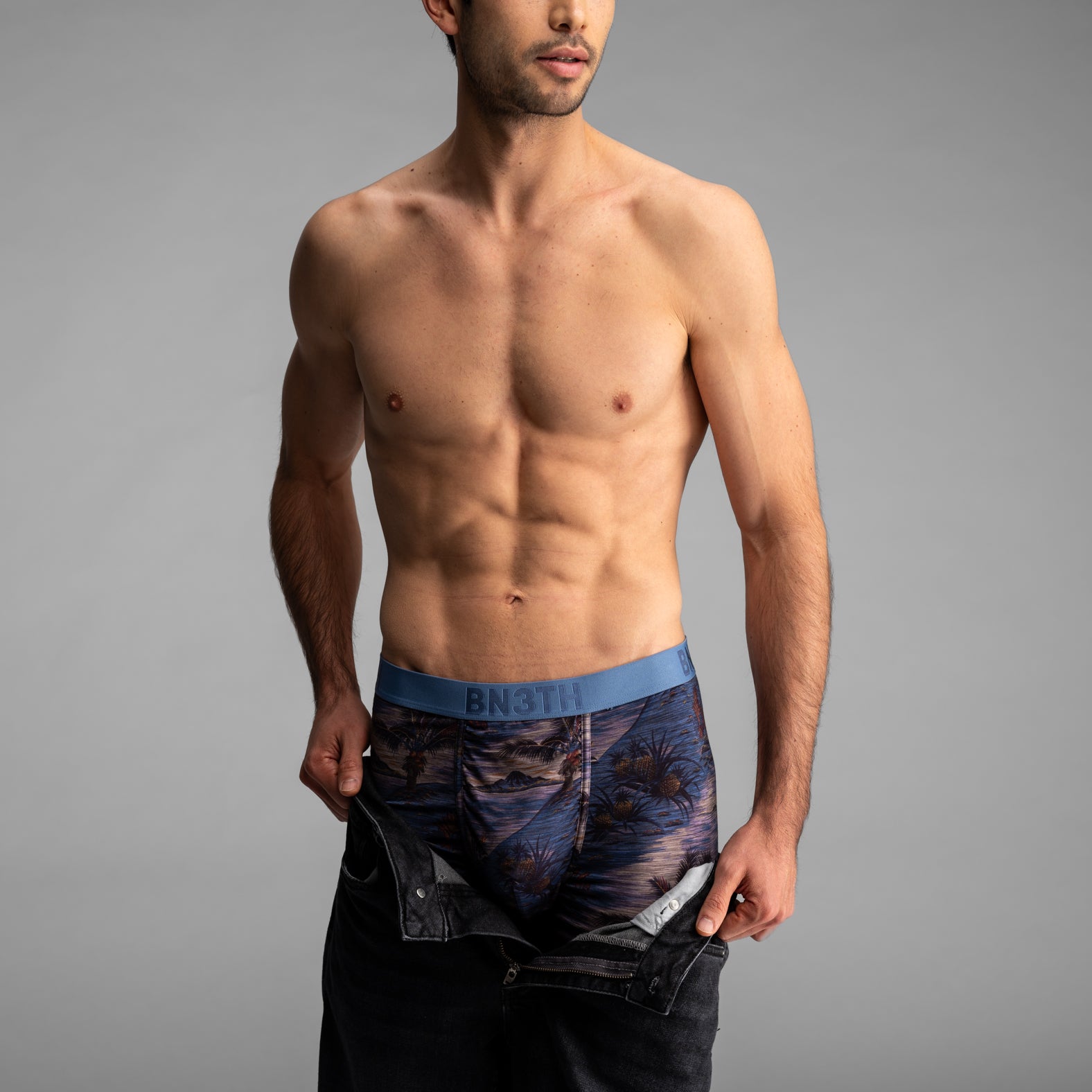 Classic Icon Trunk With Fly : Vintage Tropics-Heather Fog from BN3TH Underwear