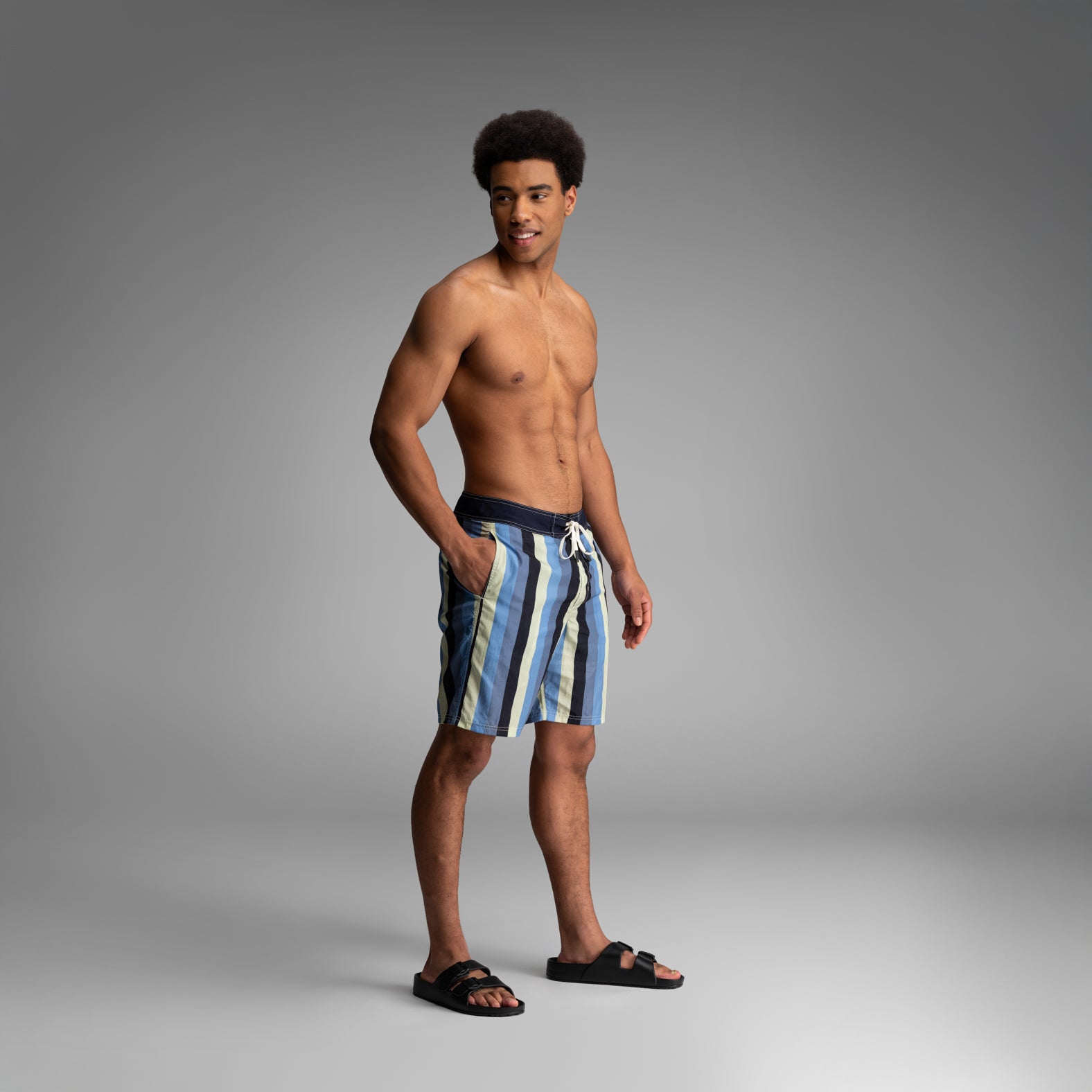 Riptide 2N1 Boardshort : Wide Stripe - Fog | BN3TH Underwear