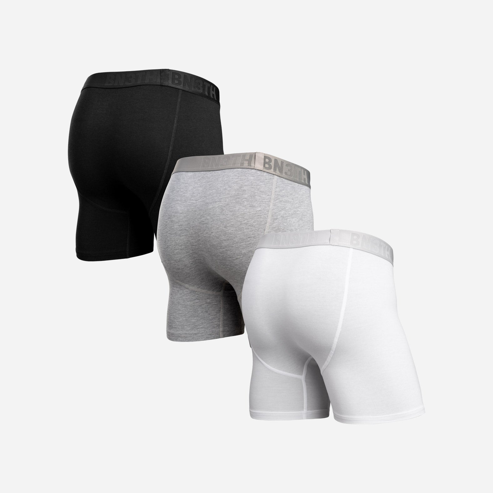 Cotton Essentials Boxer Brief : Black/Heather Gray/White 3 Pack