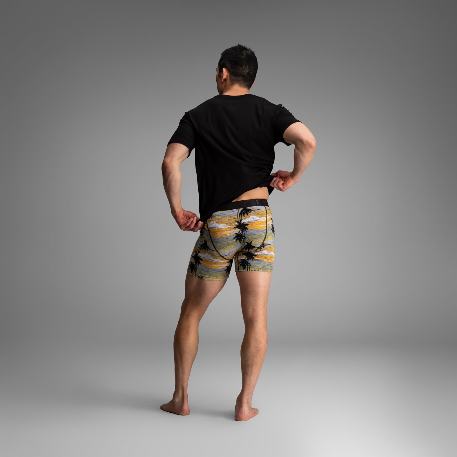 Essentials Boxer Brief: Black/Palm Tree Horizon 2 Pack