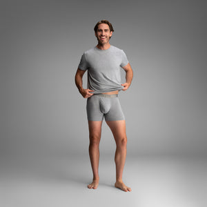 Cotton Essentials Boxer Brief : Black/Heather Gray/White 3 Pack