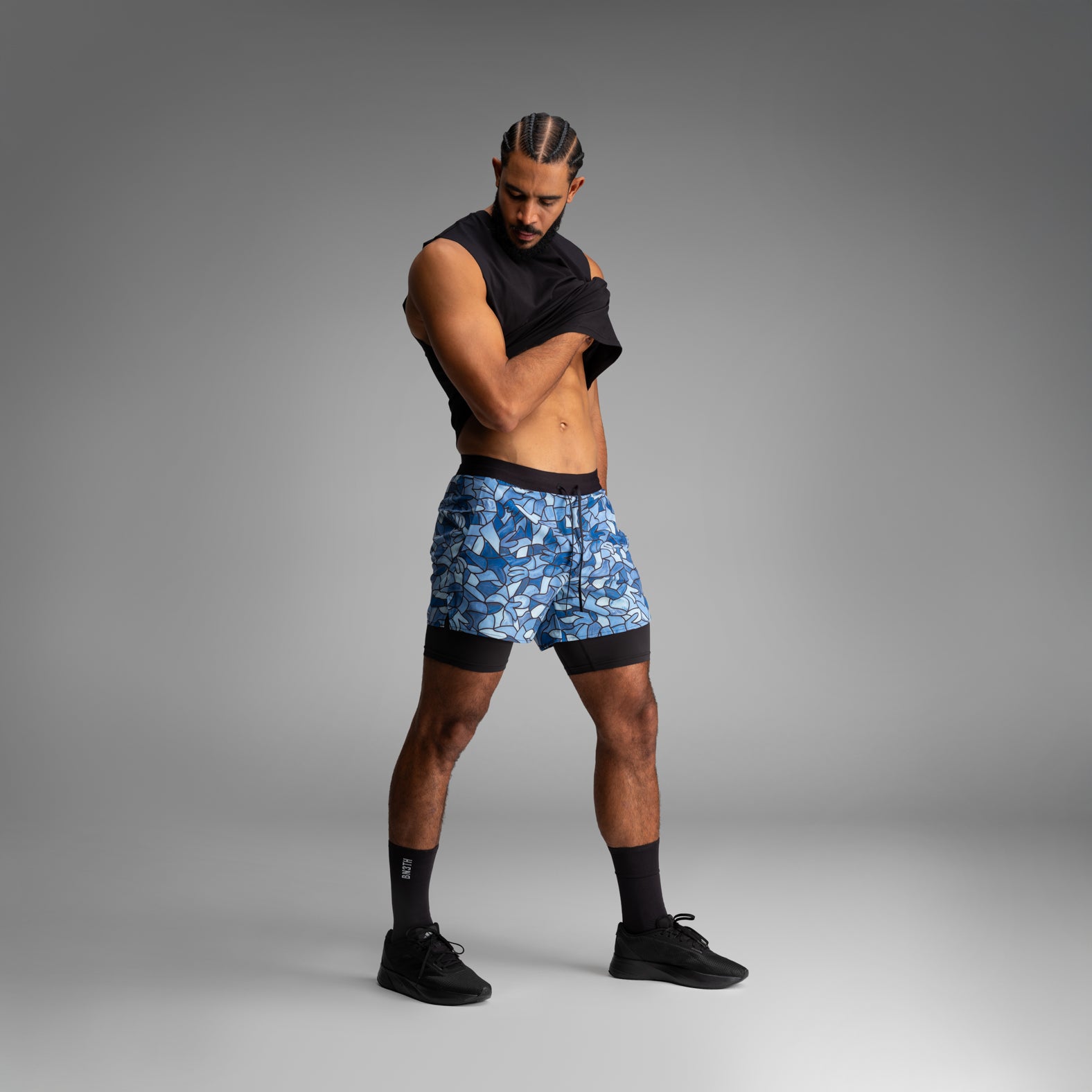 Session 2N1 Training Short 5":  Lucas Beaufort Paint - Blue | BN3TH Underwear