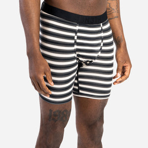 CLASSIC BOXER BRIEF WITH FLY: TRACK STRIPE BLACK