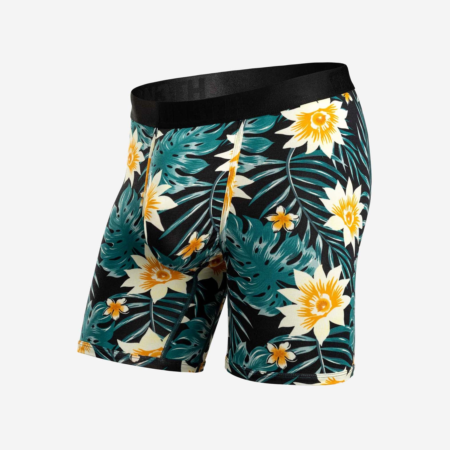 CLASSIC BOXER BRIEF WITH FLY: TROPICAL FLORAL BLACK