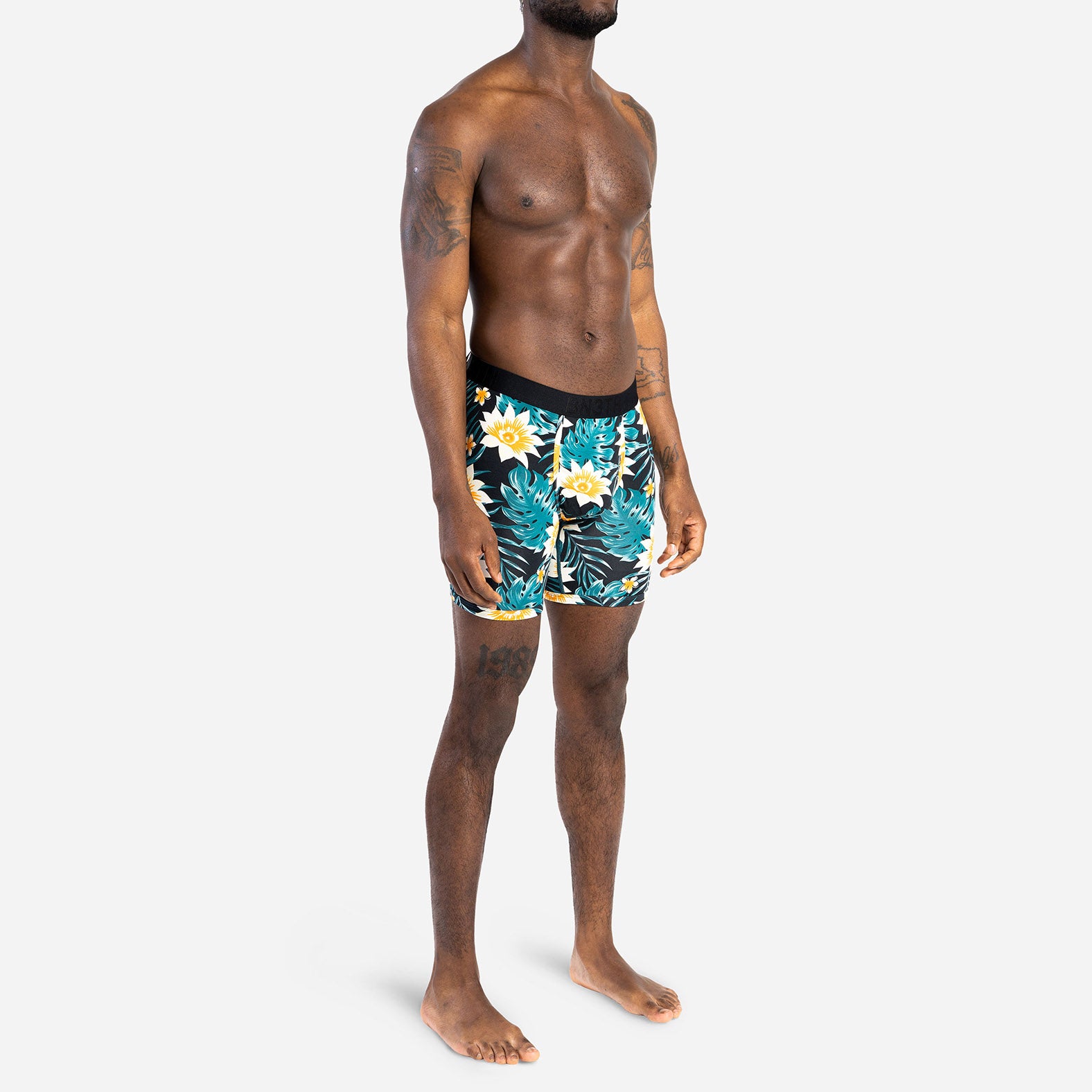 CLASSIC BOXER BRIEF WITH FLY: TROPICAL FLORAL BLACK