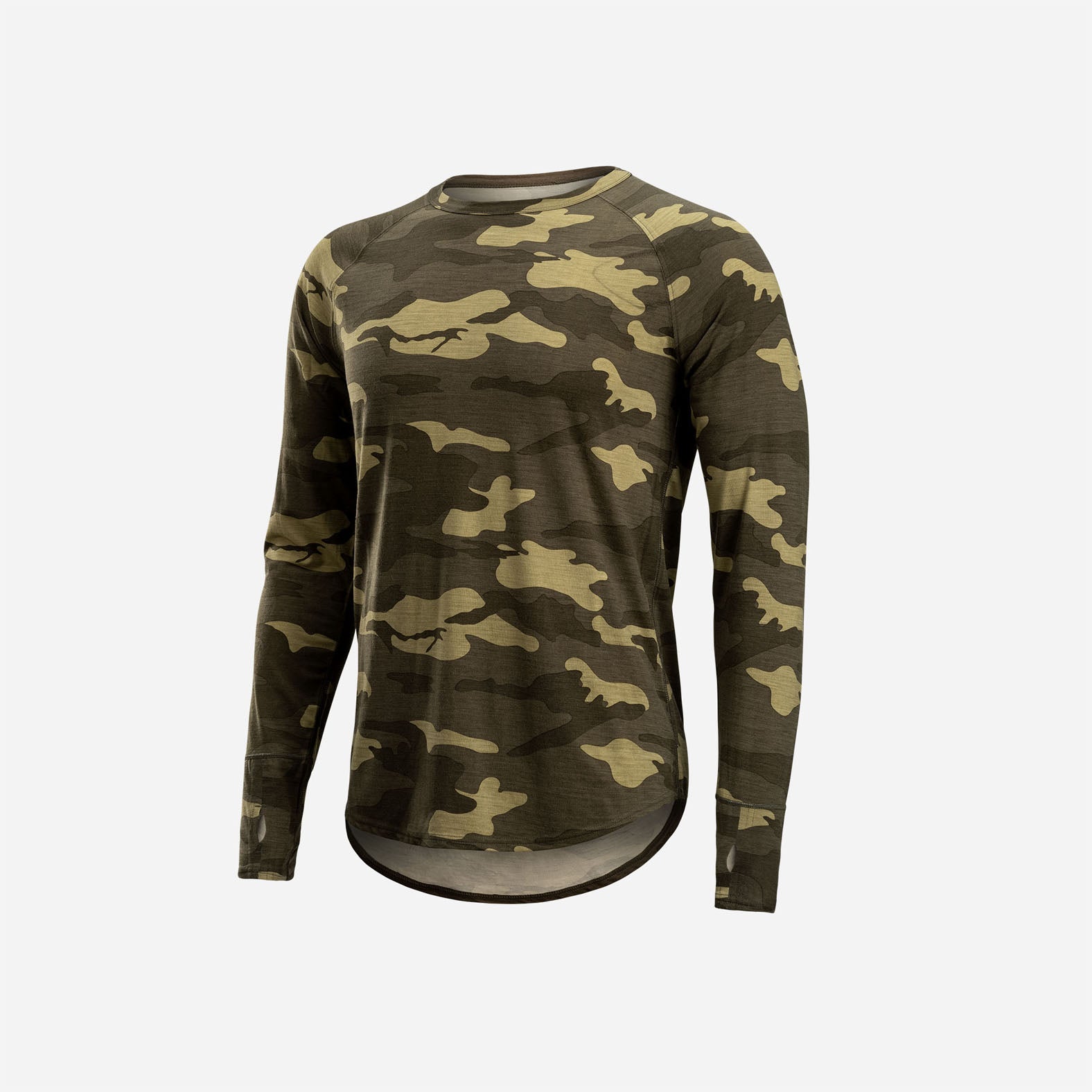 MERINO CREW NECK: SPRUCE GREEN CAMO