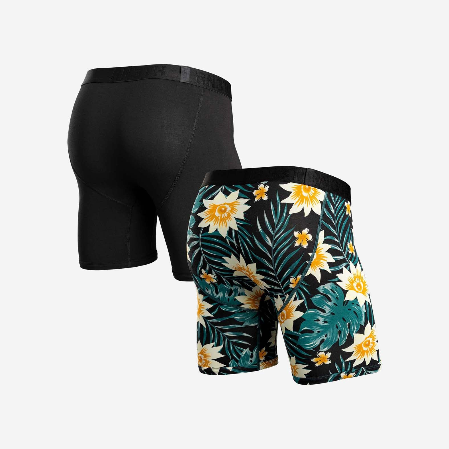 CLASSIC BOXER BRIEF: BLACK/TROPICAL FLORAL BLACK 2 PACK