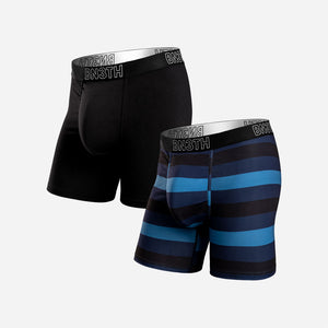 INCEPTION BOXER BRIEF: BLACK/TRICOLOR STRIPE DEEP 2 PACK