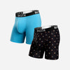 OUTSET BOXER BRIEF : TURQUOISE BLUE/ELECTRIC HAWAIIAN BLACK 2 PACK