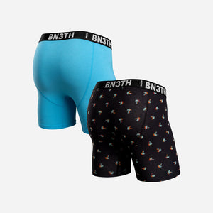 OUTSET BOXER BRIEF : TURQUOISE BLUE/ELECTRIC HAWAIIAN BLACK 2-PACK