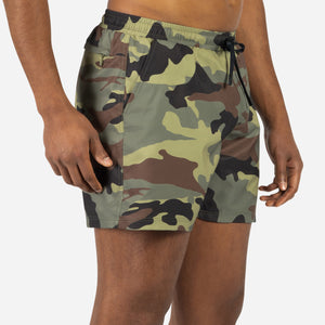 Agua Volley X 2N1 Swim Short 5”: Camo Green