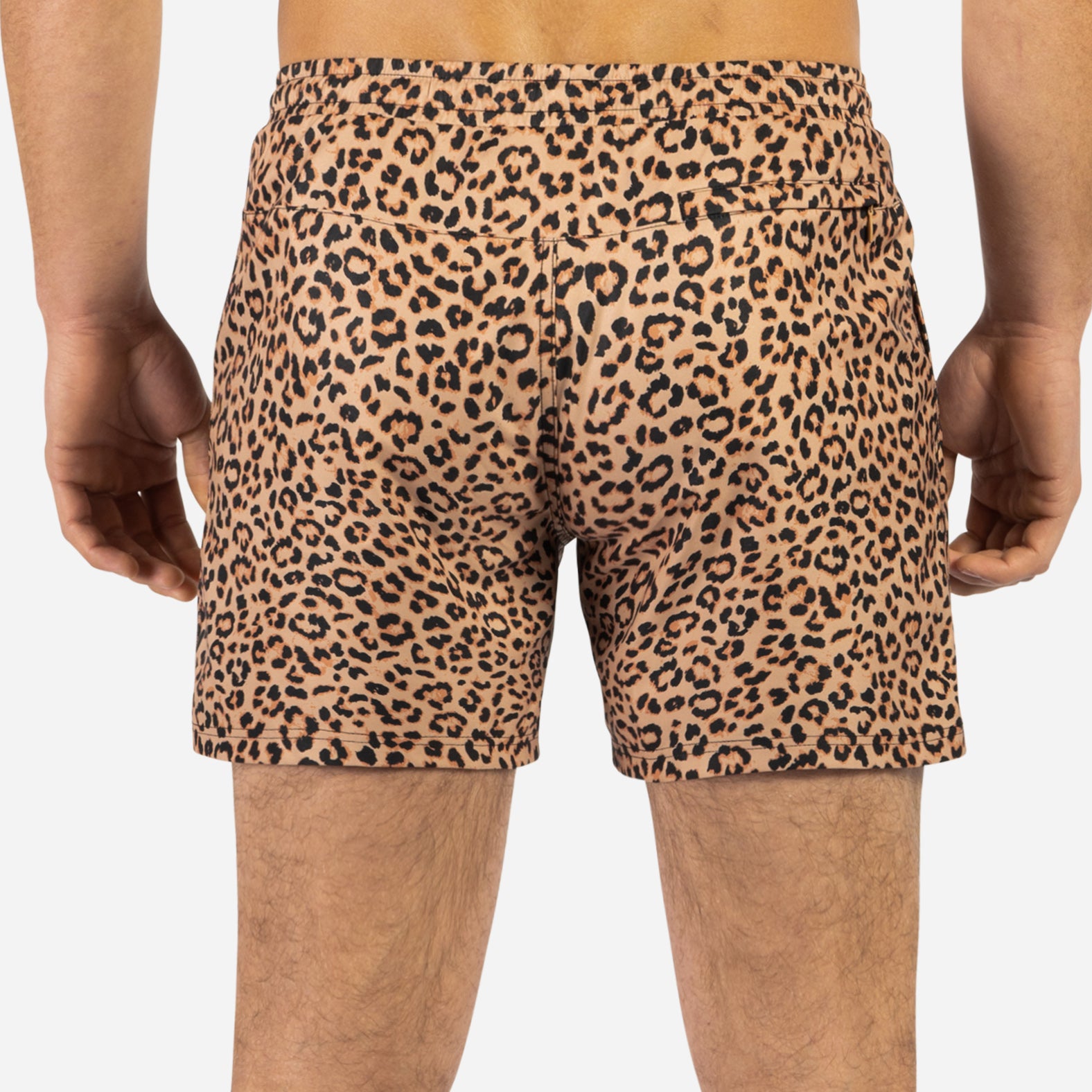 Agua Volley X 2N1 Swim Short 5”: Leopard Print Tan