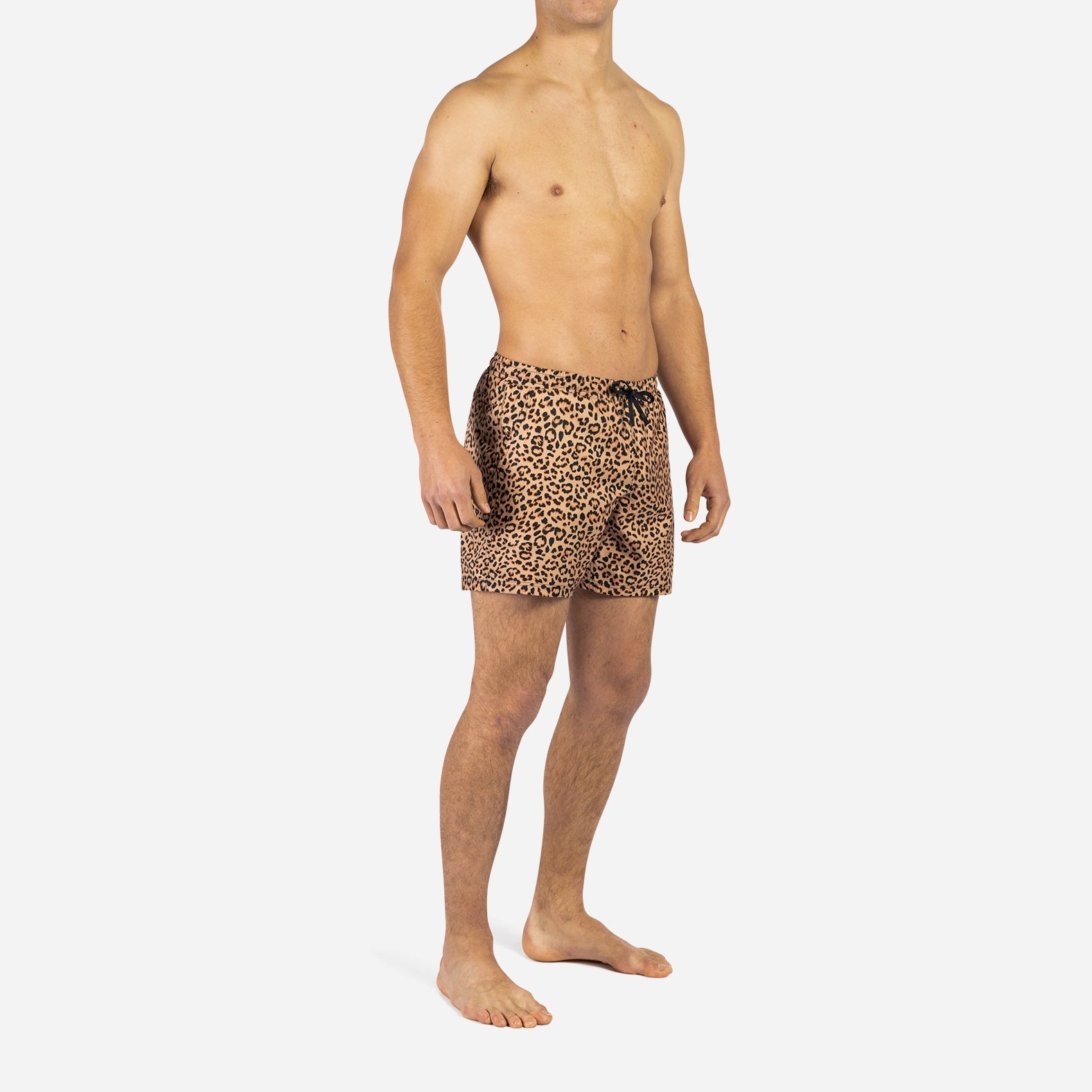 Agua Volley X 2N1 Swim Short 5”: Leopard Print Tan
