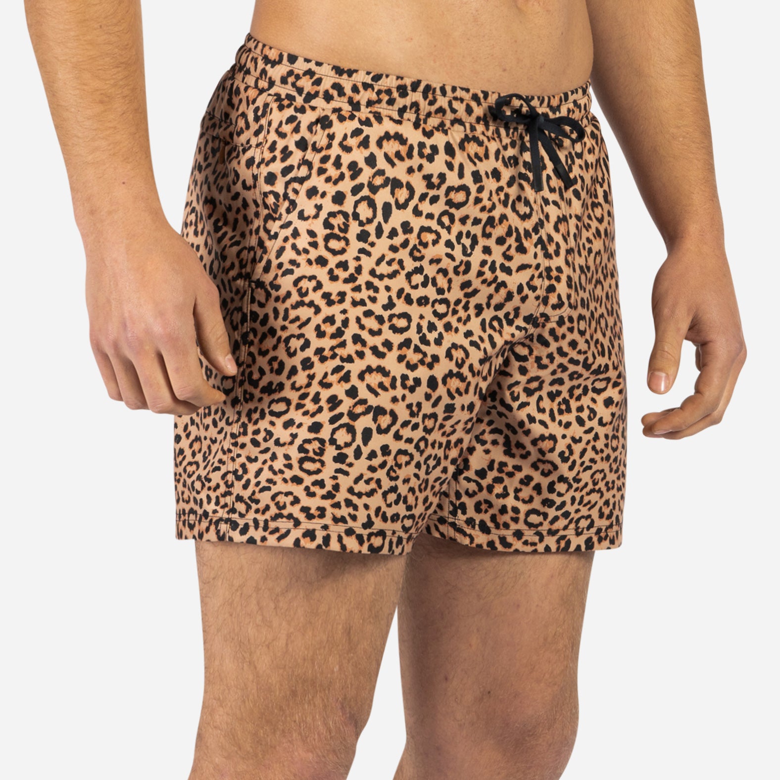 Agua Volley X 2N1 Swim Short 5”: Leopard Print Tan