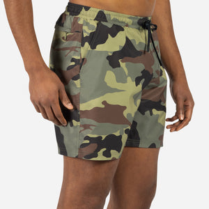 Agua Volley X 2N1 Swim Short 7”: Camo Green