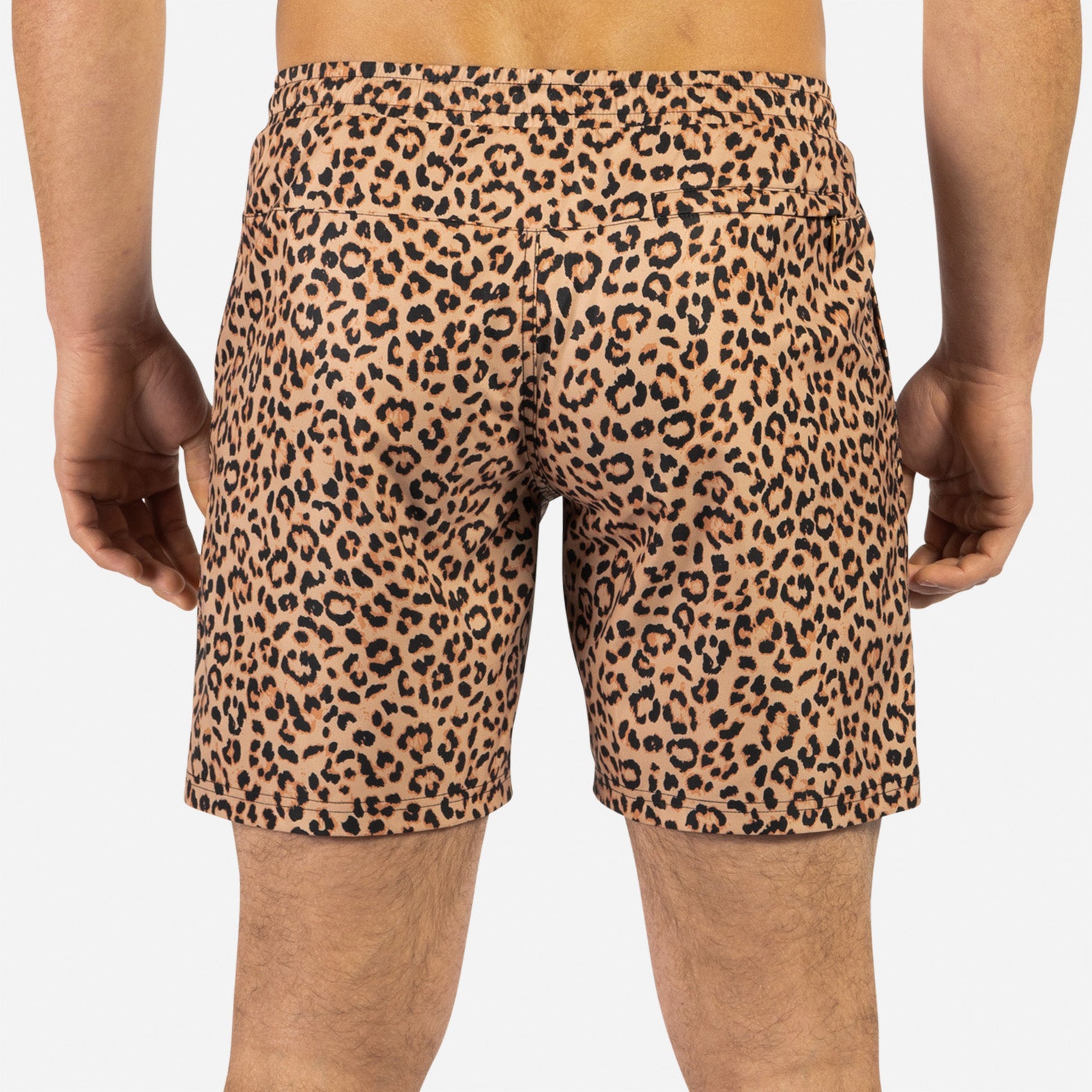 Agua Volley X 2N1 Swim Short 7”: Leopard Print Tan