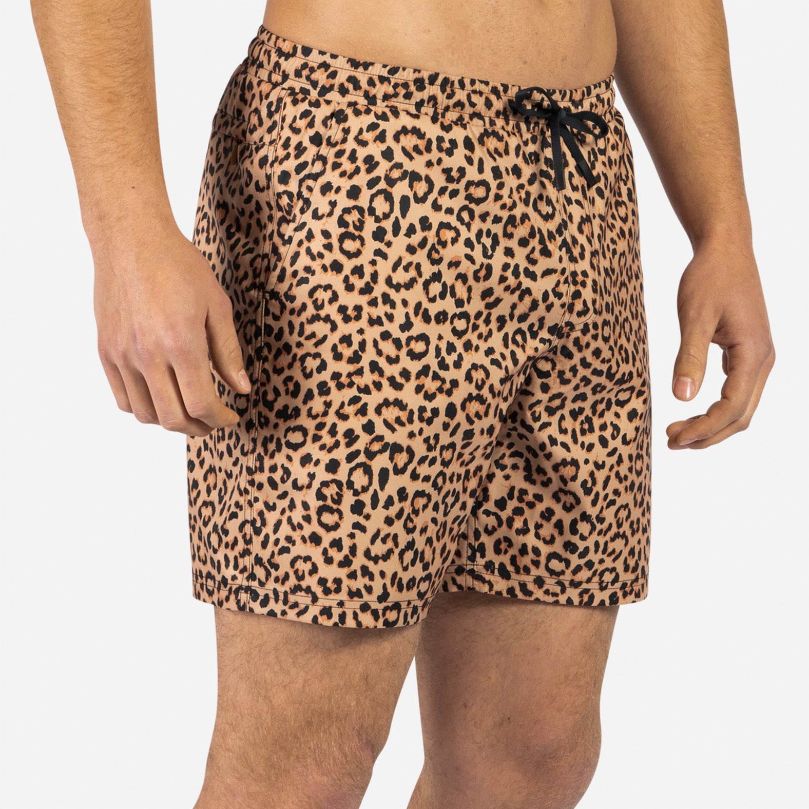 Agua Volley X 2N1 Swim Short 7”: Leopard Print Tan