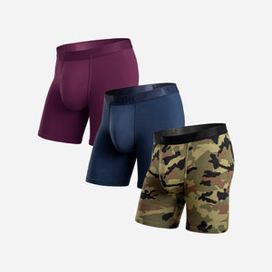 CLASSIC BOXER BRIEF: NAVY/CABERNET/CAMO GREEN 3 PACK