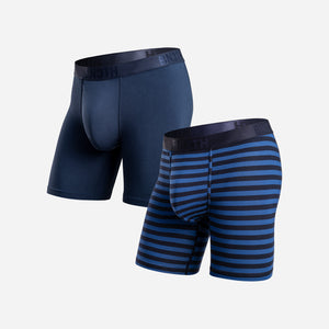 CLASSIC BOXER BRIEF WITH FLY: NAVY/TRADITIONAL STRIPE QUARTZ 2 PACK