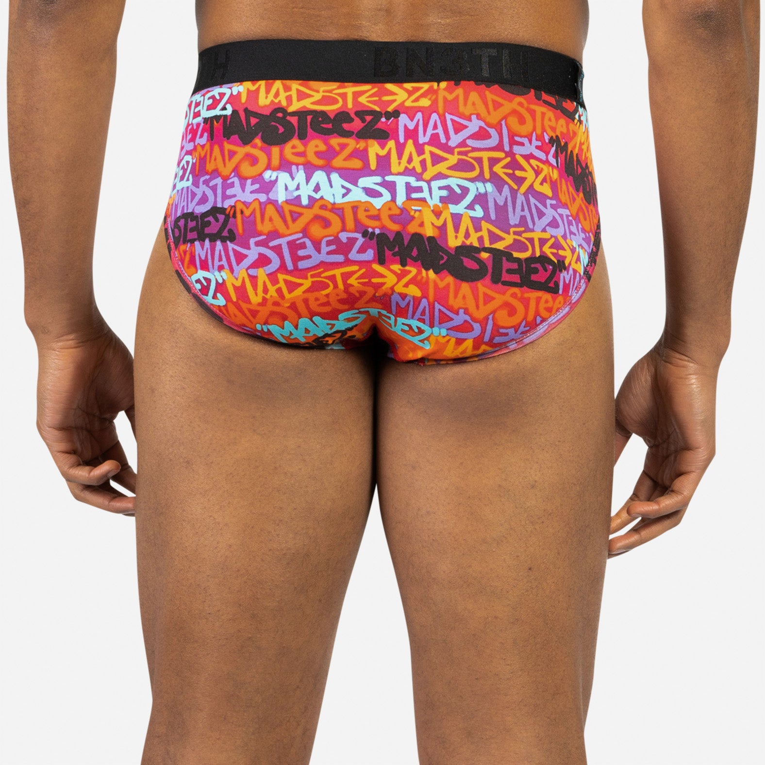 CLASSIC BRIEF WITH FLY: MADSTEEZ RAINBOW GRAFFITI BLACK