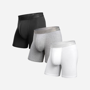 Classic Essentials Boxer Brief : Black/Heather Grey/White 3 Pack