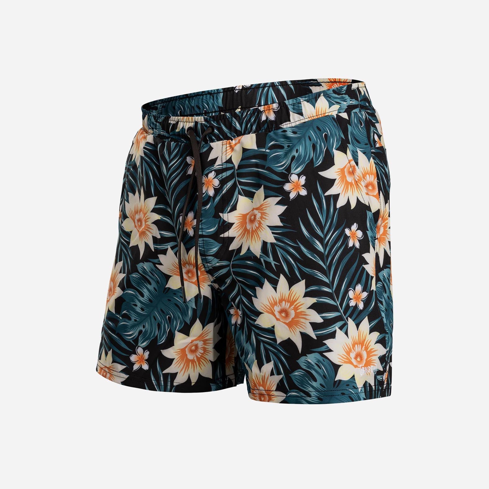 AGUA VOLLEY 2n1 SWIM SHORT 5": TROPICAL FLORAL BLACK