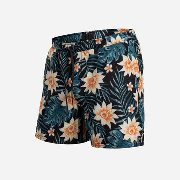 AGUA VOLLEY 2n1 SWIM SHORT 5": TROPICAL FLORAL BLACK