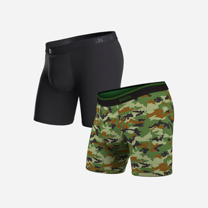 CLASSIC BOXER BRIEF: BLACK/CAMO GREEN 2 PACK