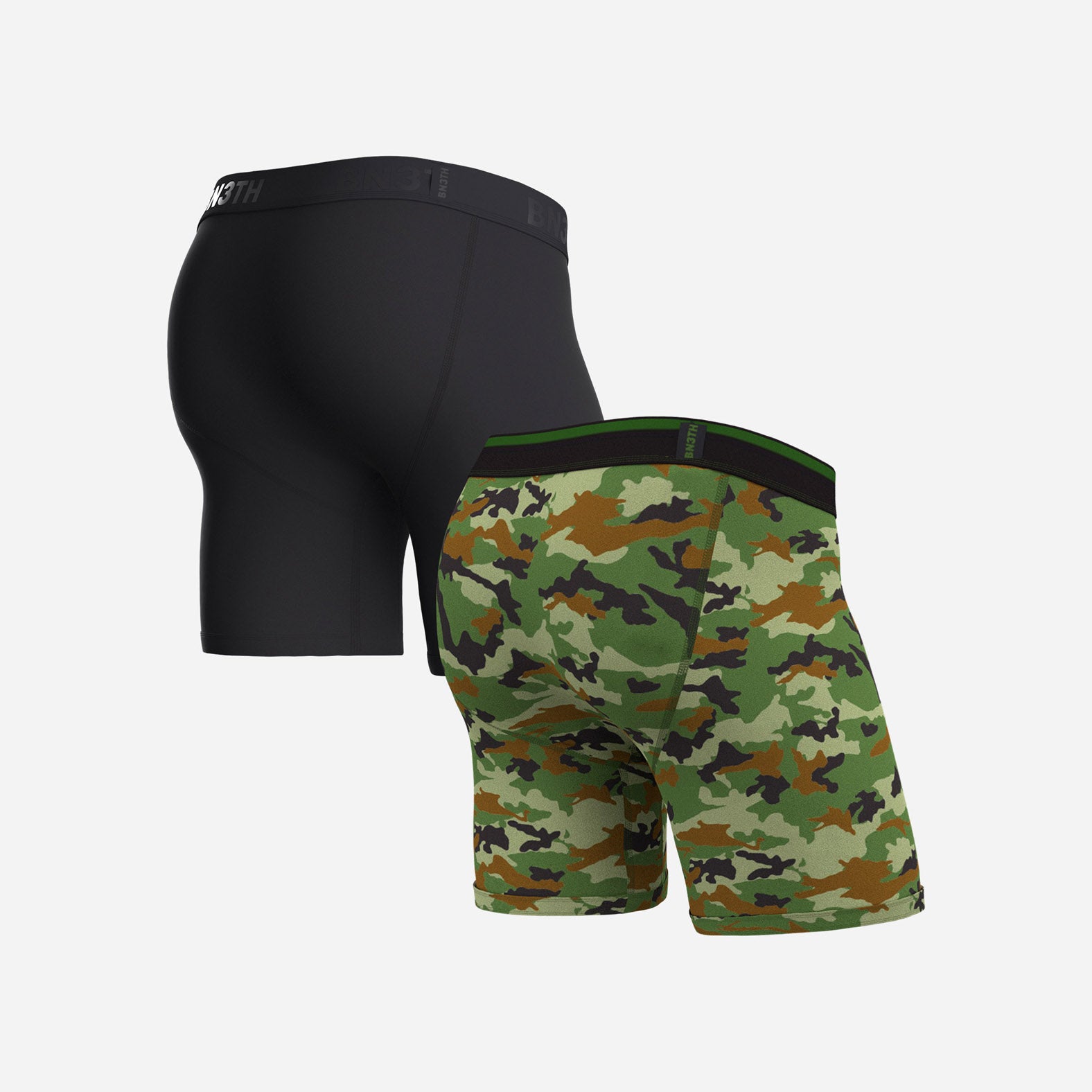 CLASSIC BOXER BRIEF: BLACK/CAMO GREEN 2 PACK