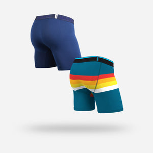 CLASSIC BOXER BRIEF: NAVY/RETROSTRIPE TEAL 2 PACK